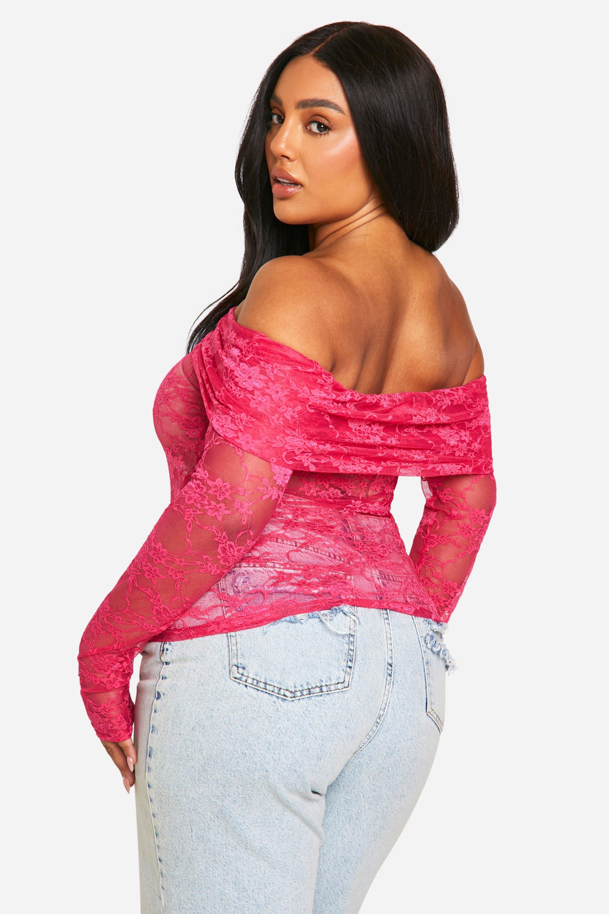 Plus Lace Bardot Overlay Top